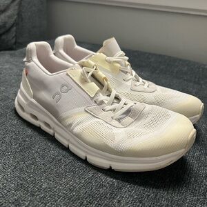 On Running Men's Athletic Sneakers in Cream and White